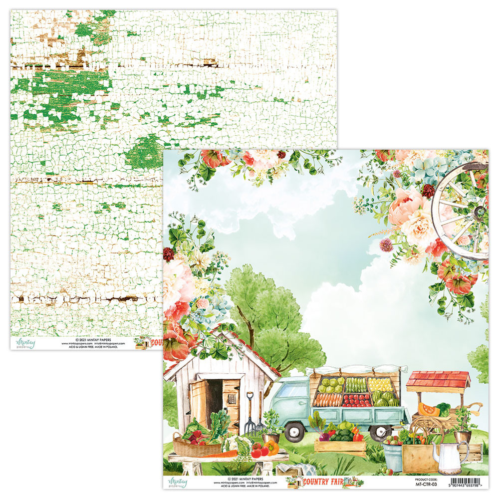Scrapbooking paper 30,5 x 30,5 cm - Mintay - Country Fair 03