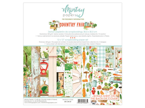 Set of scrapbooking papers 30,5 x 30,5 cm - Mintay - Country Fair