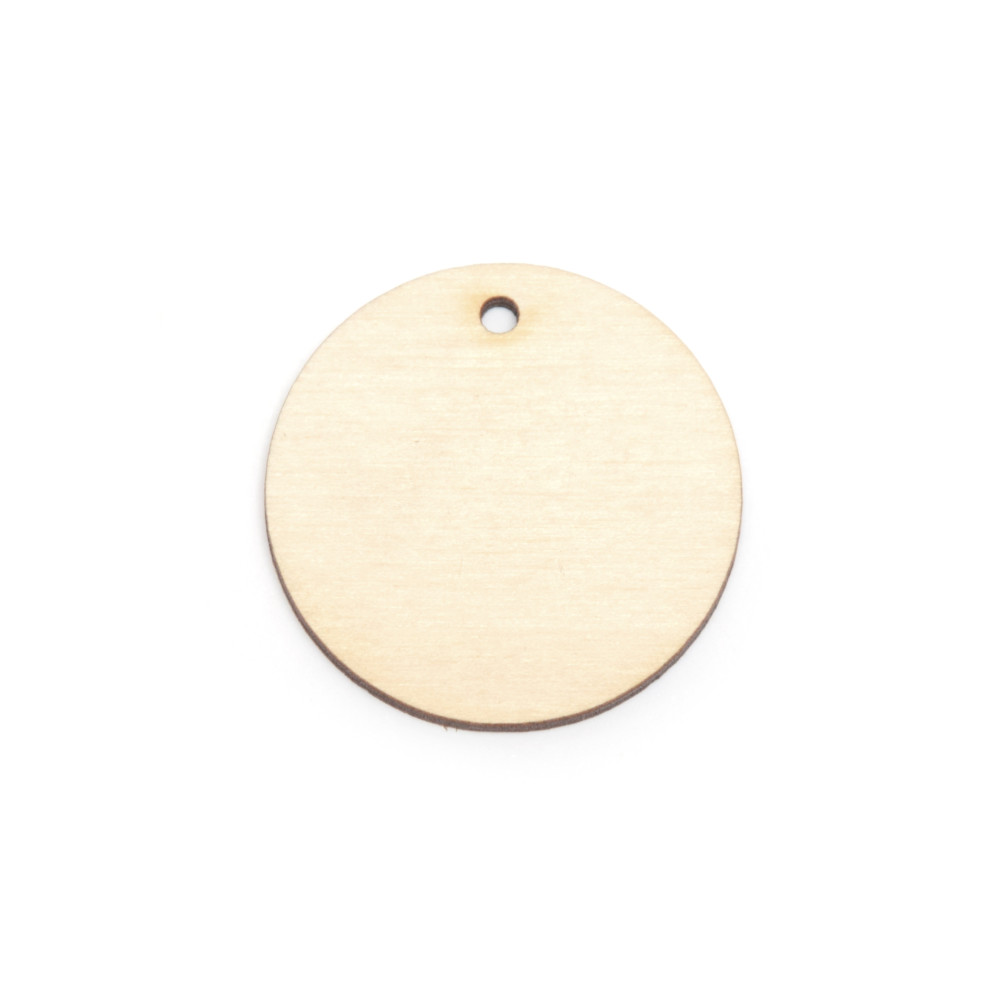 Wooden Circle pendant - Simply Crafting - 4 cm, 10 pcs