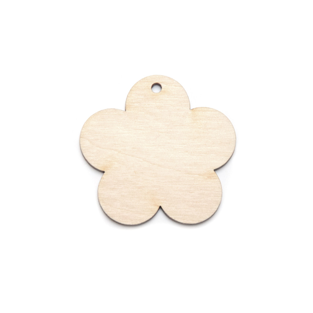 Wooden flower pendant - Simply Crafting - 4 cm, 10 pcs