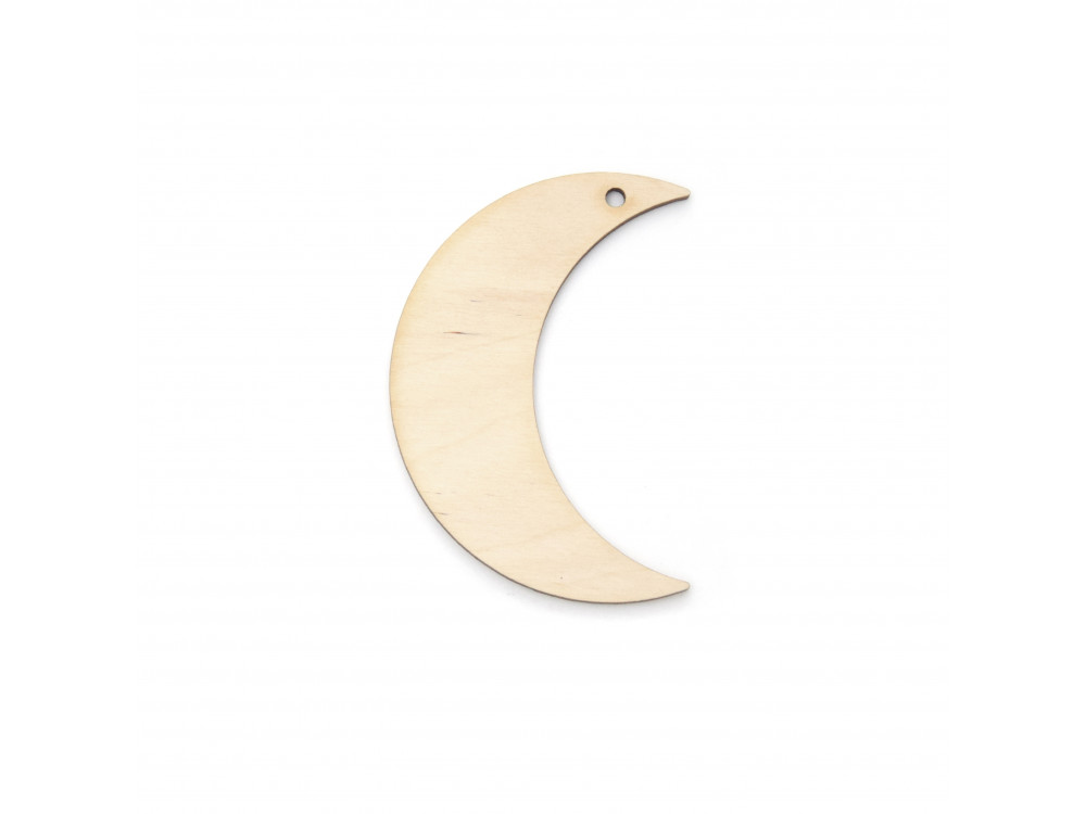 Drewniana zawieszka - Simply Crafting - księżyc, 7 cm, 10 szt.