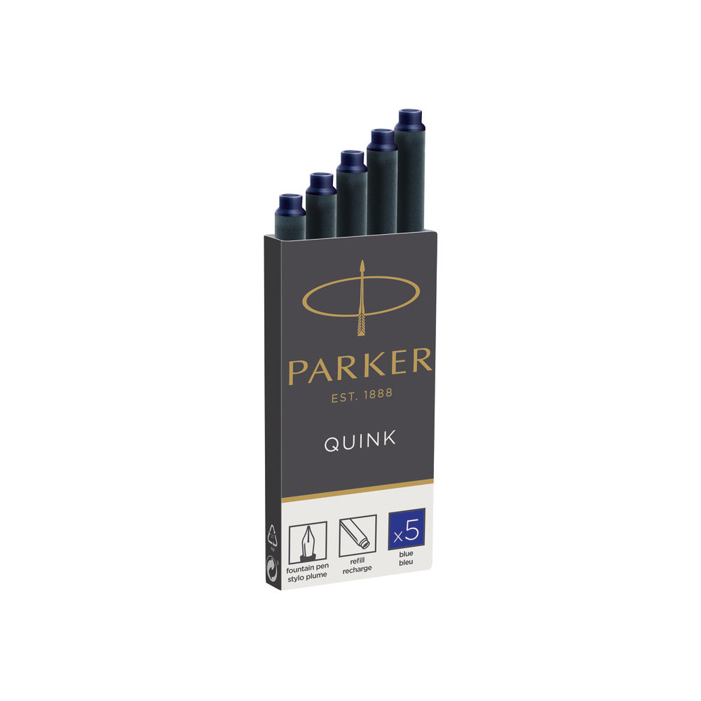 Quink fountain pen refills - Parker - blue, 5 pcs