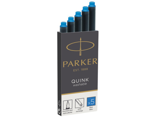 Quink washable fountain pen refills - Parker - blue, 5 pcs