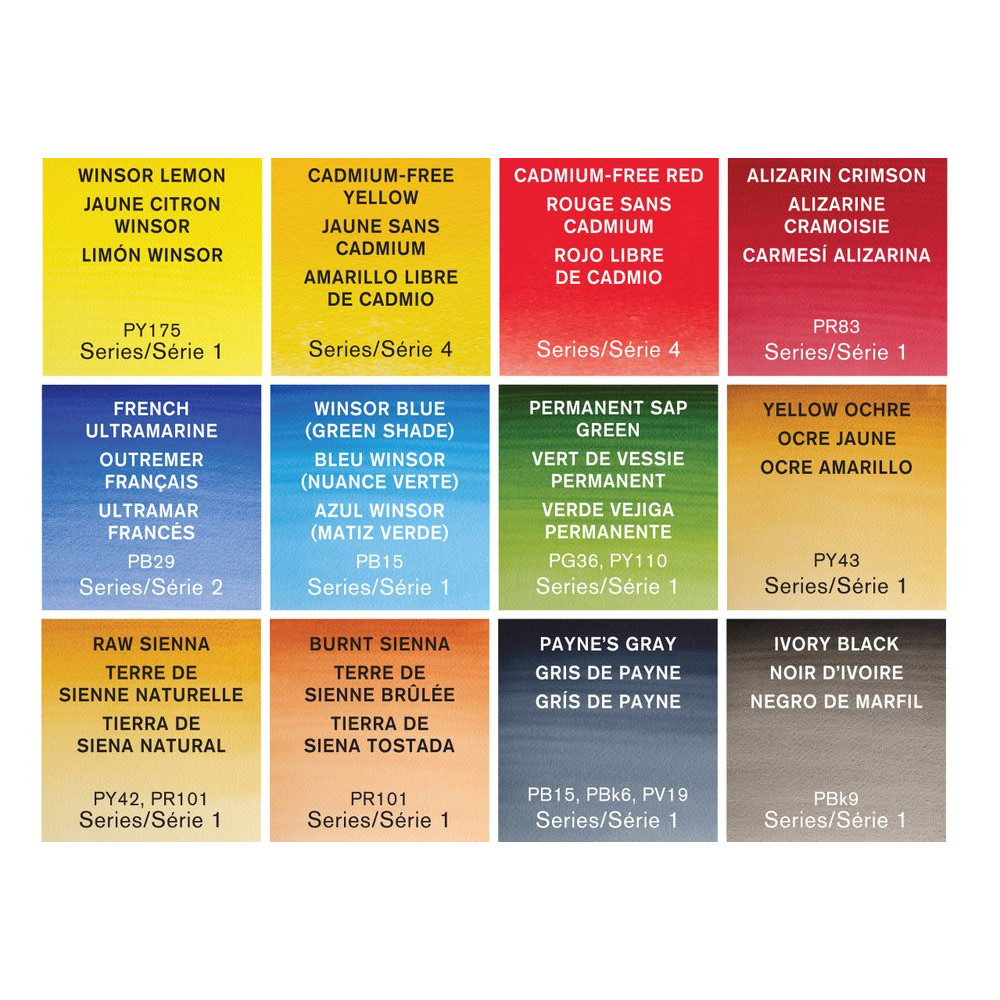 Zestaw farb akwarelowych Professional w półkostkach - Winsor & Newton - 12 kolorów