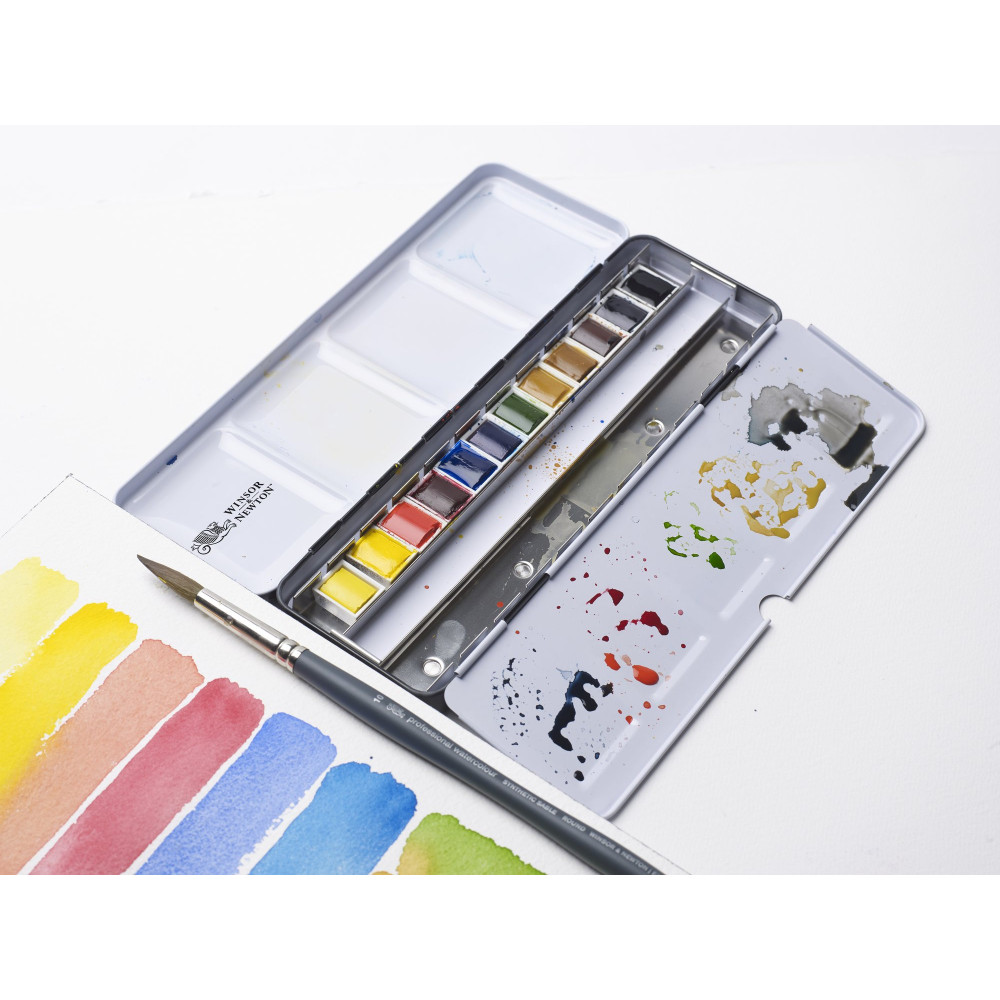 Professional Watercolor half-pans Travel set - Winsor & Newton - 12 colors