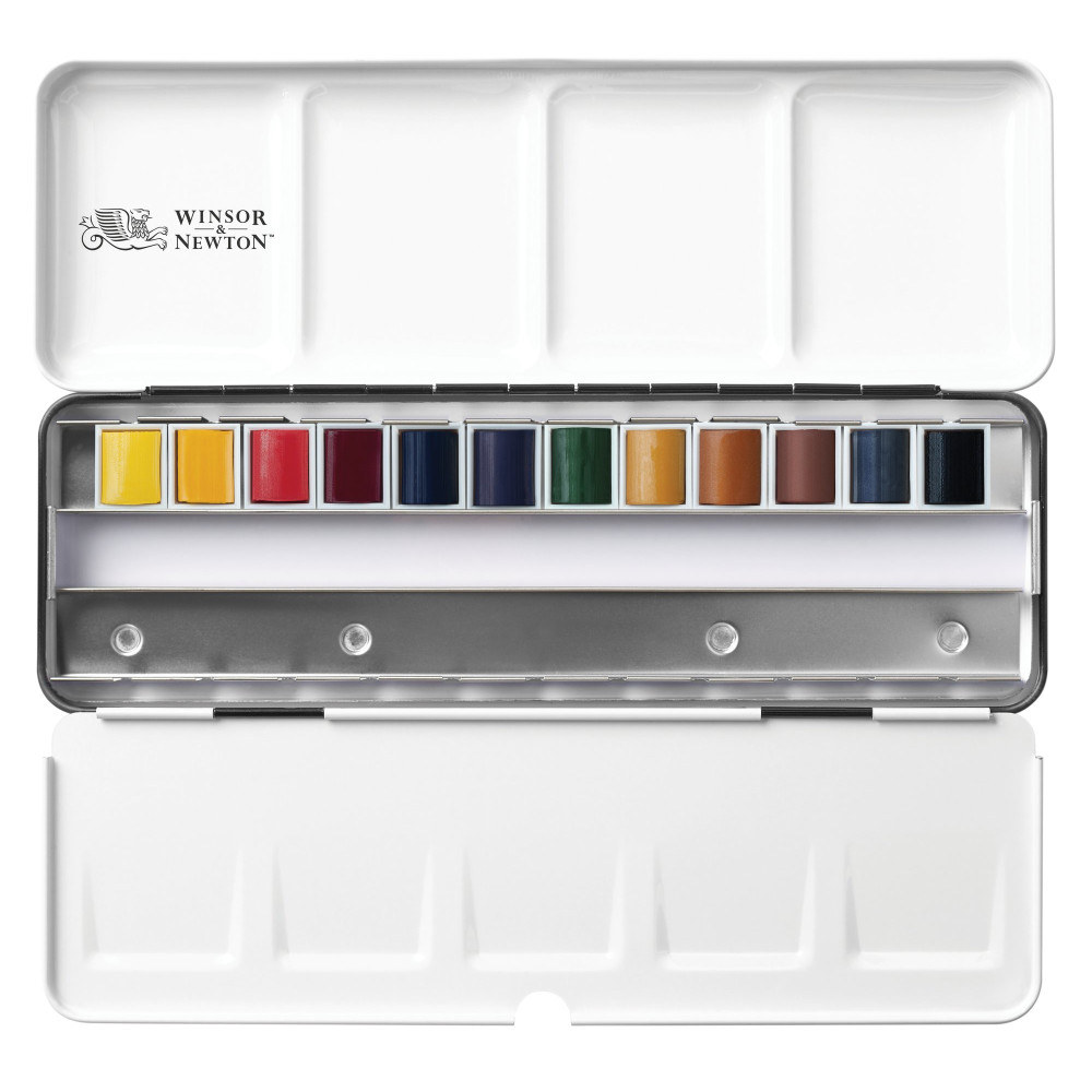 Zestaw farb akwarelowych Professional w półkostkach - Winsor & Newton - 12 kolorów