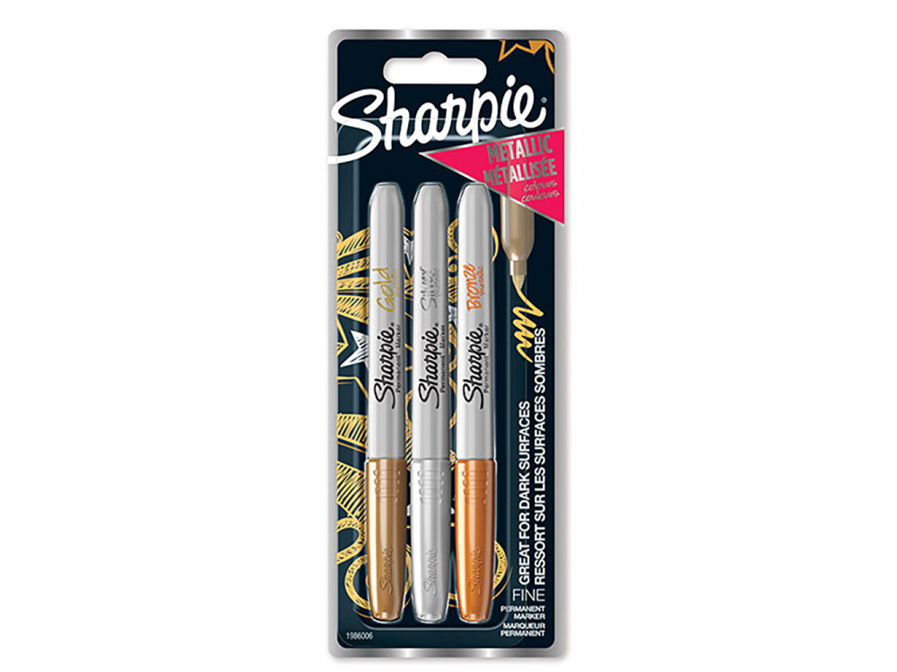 Set of permanent Metallic markers - Sharpie - 3 colors, 1 mm