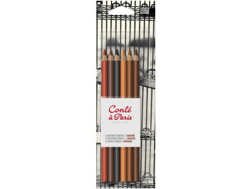 Set of Sanguine colored pencils - Conté à Paris - 6 colors