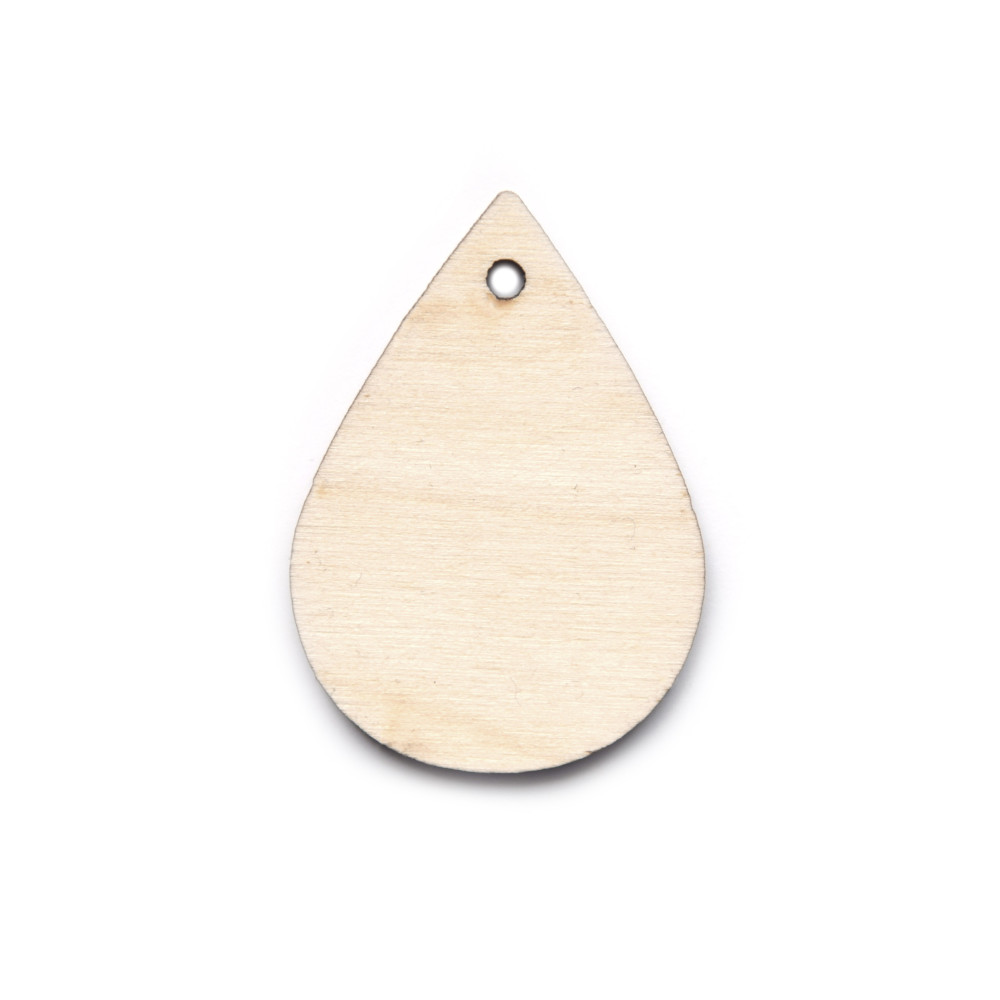Wooden water drop pendant - Simply Crafting - 4 cm