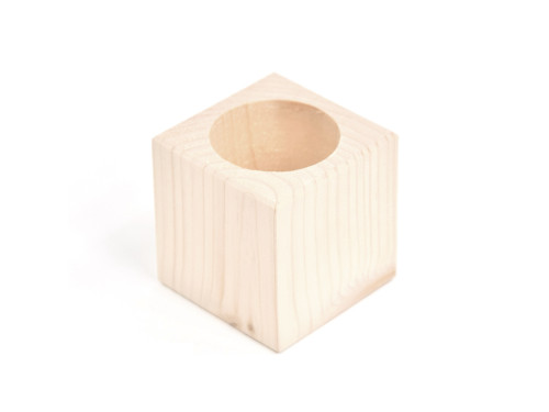 Kubek, pojemnik na długopisy - drewniany, 7 x 7 x 7 cm