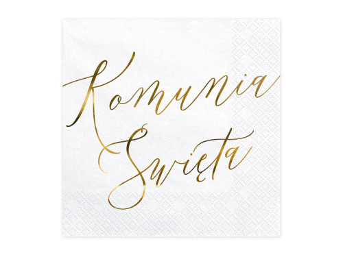 Komunia Święta napkins - white and gold, 20 pcs.