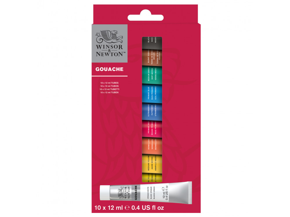 Zestaw farb gwaszy - Winsor & Newton - 10 kolorów x 12 ml