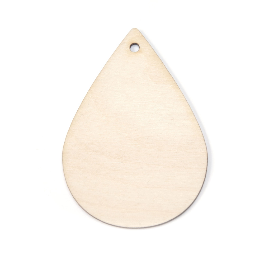 Wooden water drop pendant - Simply Crafting - 7 cm, 10 pcs.