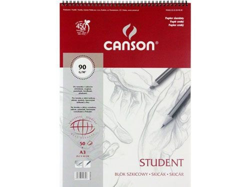 Blok szkicowy Student A3 - Canson - spirala, 90 g, 50 ark.