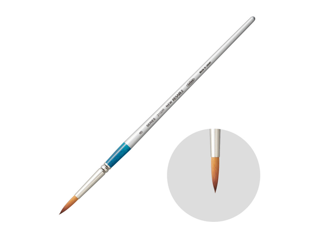 Round, mixed bristles, Watercolor Resable brush, 3100R series - Holbein - no. 8