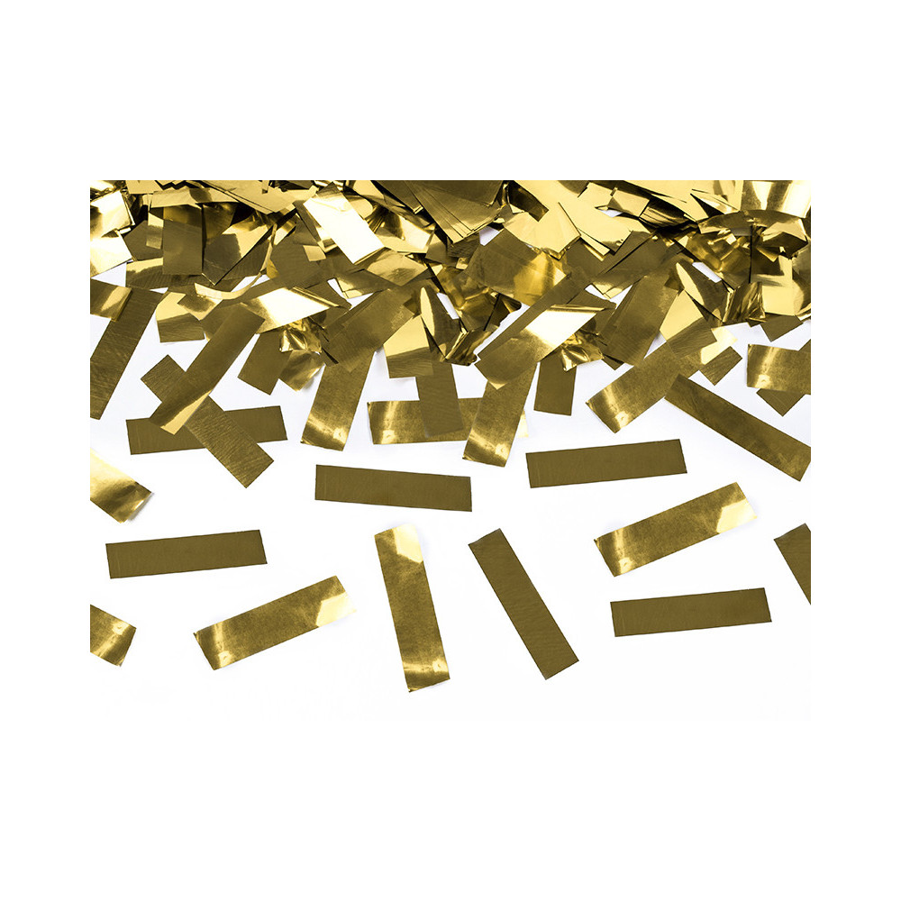 Wystrzałowe konfetti, tuba - prostokąty, złote, 40 cm