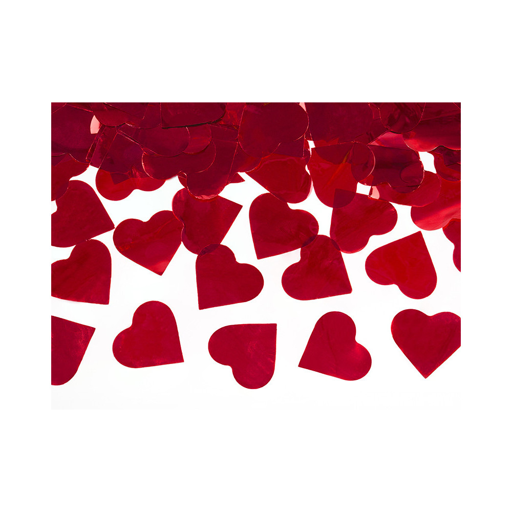 Wystrzałowe konfetti, tuba - serca, czerwone, 40 cm