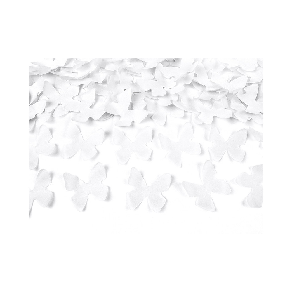 Wystrzałowe konfetti, tuba - motylki, białe, 40 cm