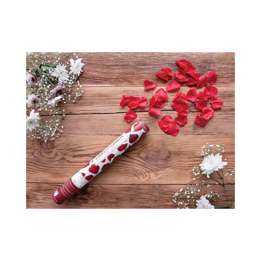 Confetti cannon - rose petals, bordeaux, 40 cm