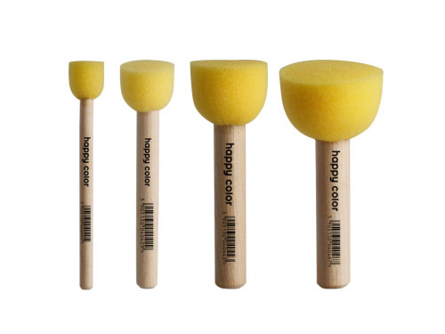 Sponge-tip stippling brush set - Happy Color - 4 pcs