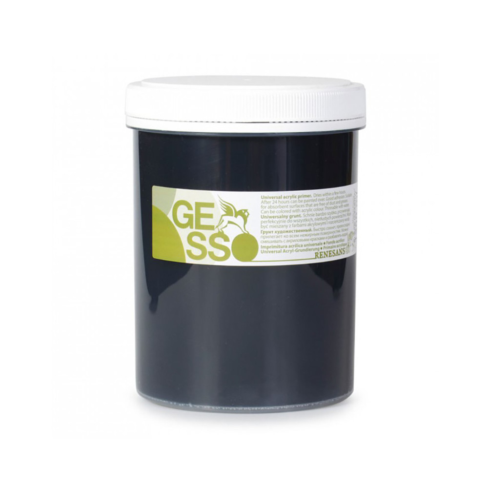 Gesso universal primer for oil and acrylic paints - Renesans - black, 1200 ml