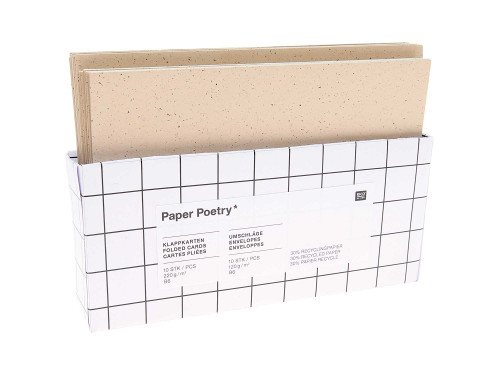 Set of folded cards and envelopes - Paper Poetry - Cappuccino, B6, 10 pcs.