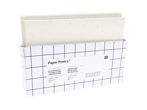 Set of folded cards and envelopes - Paper Poetry - Ivory, B6, 10 pcs.