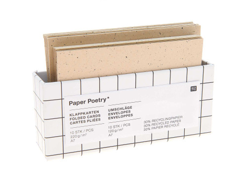 Set of folded cards and envelopes - Paper Poetry - Cappuccino, A7, 10 pcs.