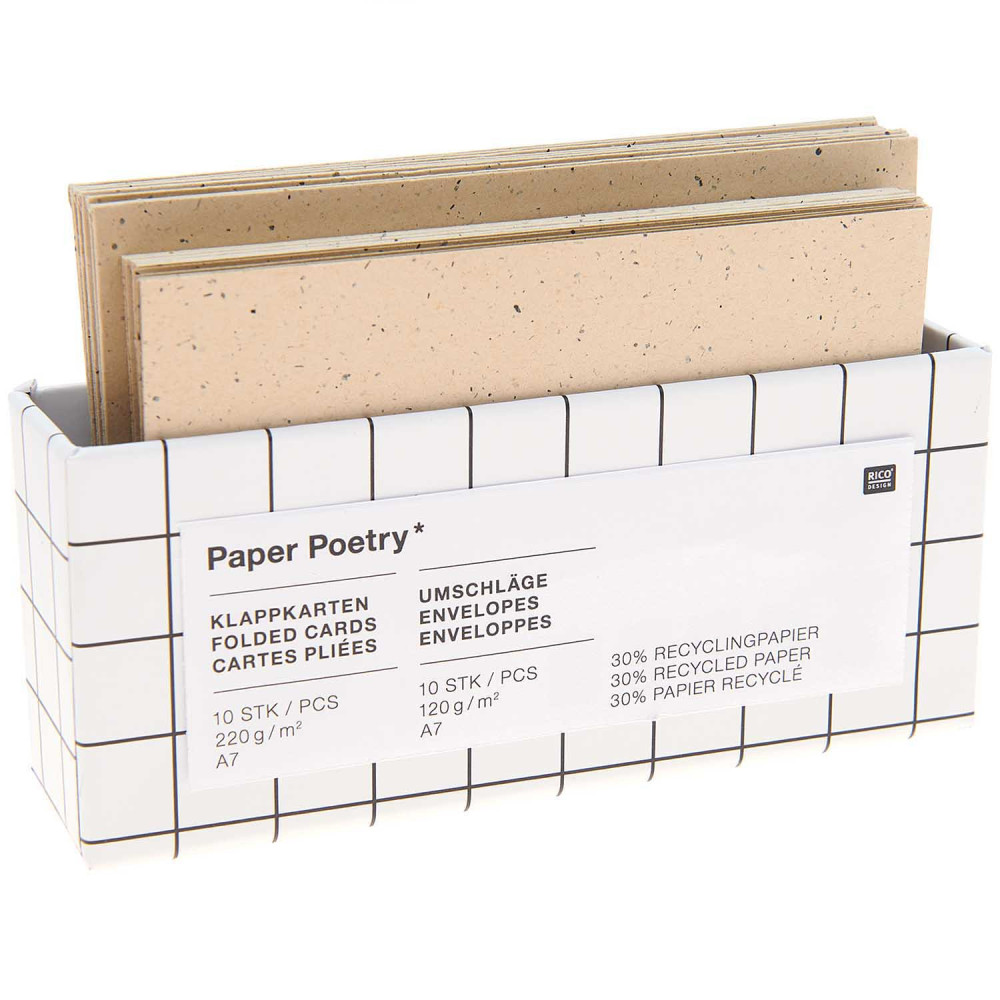 Zestaw kopert i kart - Paper Poetry - Cappuccino, A7, 10 szt.