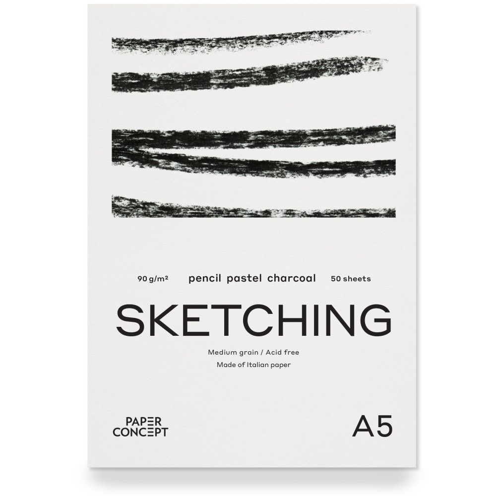 Sketching paper pad - PaperConcept - medium grain, A5, 90 g, 50 sheets