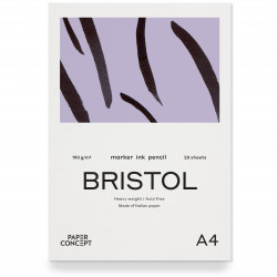 Blok do kredek i tuszu Bristol - PaperConcept - smooth, A4, 190 g, 20 ark.