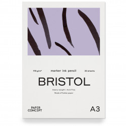 Blok do kredek i tuszu Bristol - PaperConcept - smooth, A3, 190 g, 20 ark.