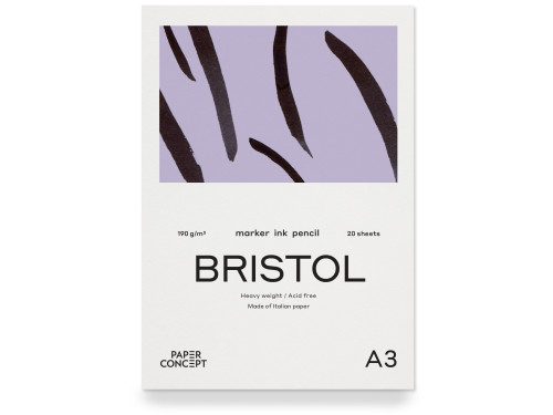 Blok do kredek i tuszu Bristol - PaperConcept - smooth A3 190 g 20 ark.