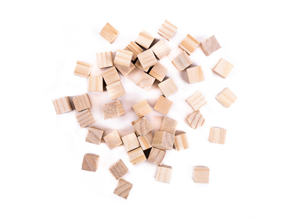Wooden cubes - DpCraft - natural, 1,5 cm x 1,5 cm, 49 pcs