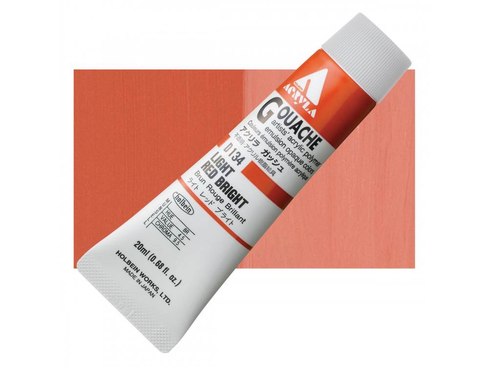 Acryla Gouache paint - Holbein - Light Red Bright, 20 ml
