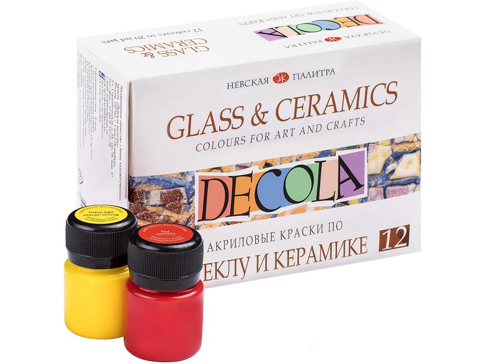 Zestaw farb akrylowych do szkła i ceramiki Decola - St. Petersburg - 12 kolorów x 20 ml