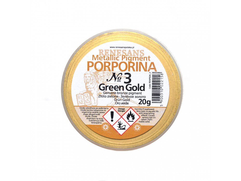 Porporina, pigment metaliczny - Renesans - złoto zielone, 20 g