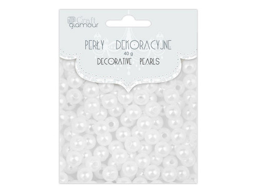 Decorative pearls - white, 8 mm, 40 g