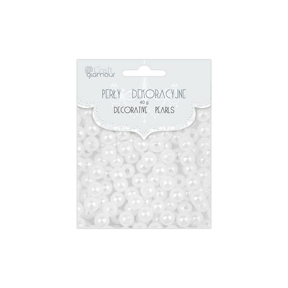 Perły dekoracyjne - DpCraft - białe, 8 mm, 40 g