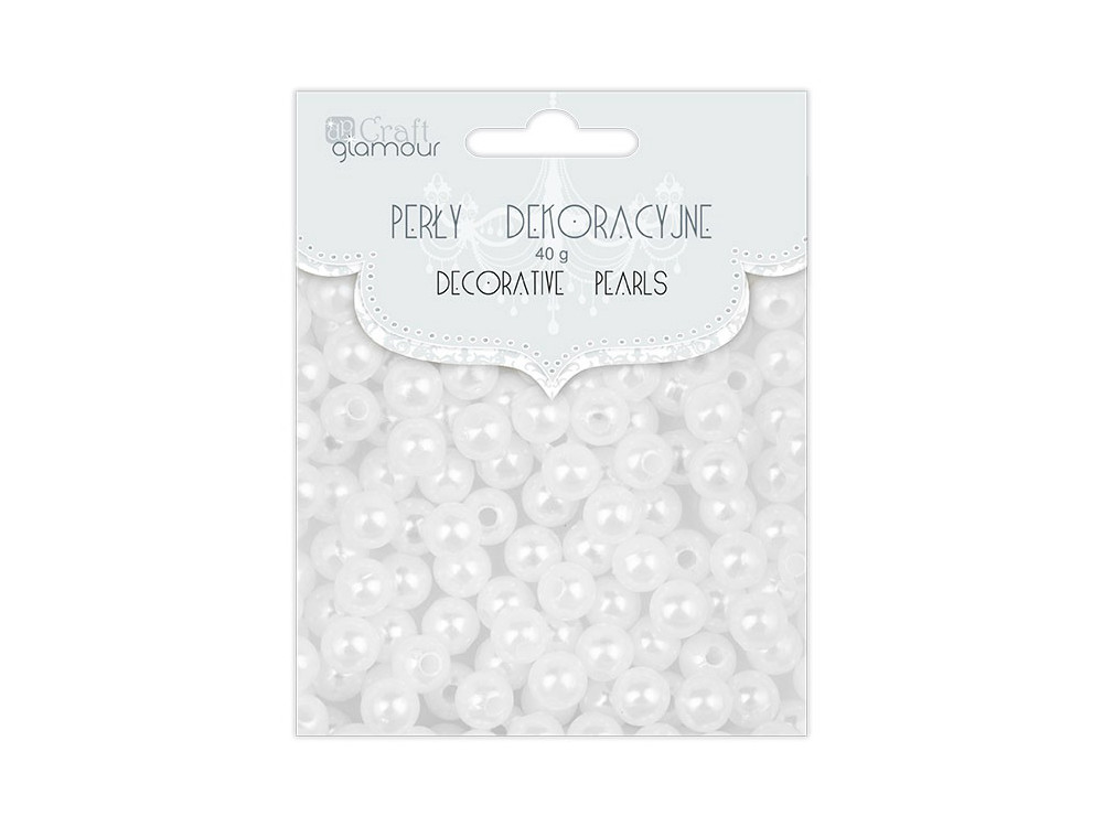 Decorative pearls - white, 8 mm, 40 g