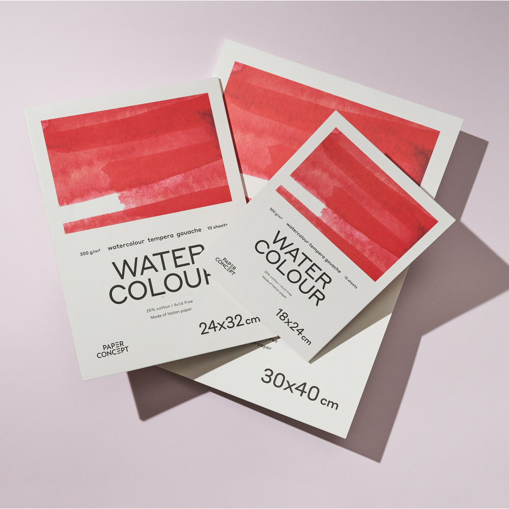 Watercolour paper pad - PaperConcept - cold press, 30 x 40 cm, 300 g, 10 sheets