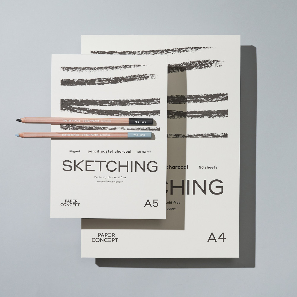 Sketching paper pad - PaperConcept - medium grain, A4, 90 g, 50 sheets
