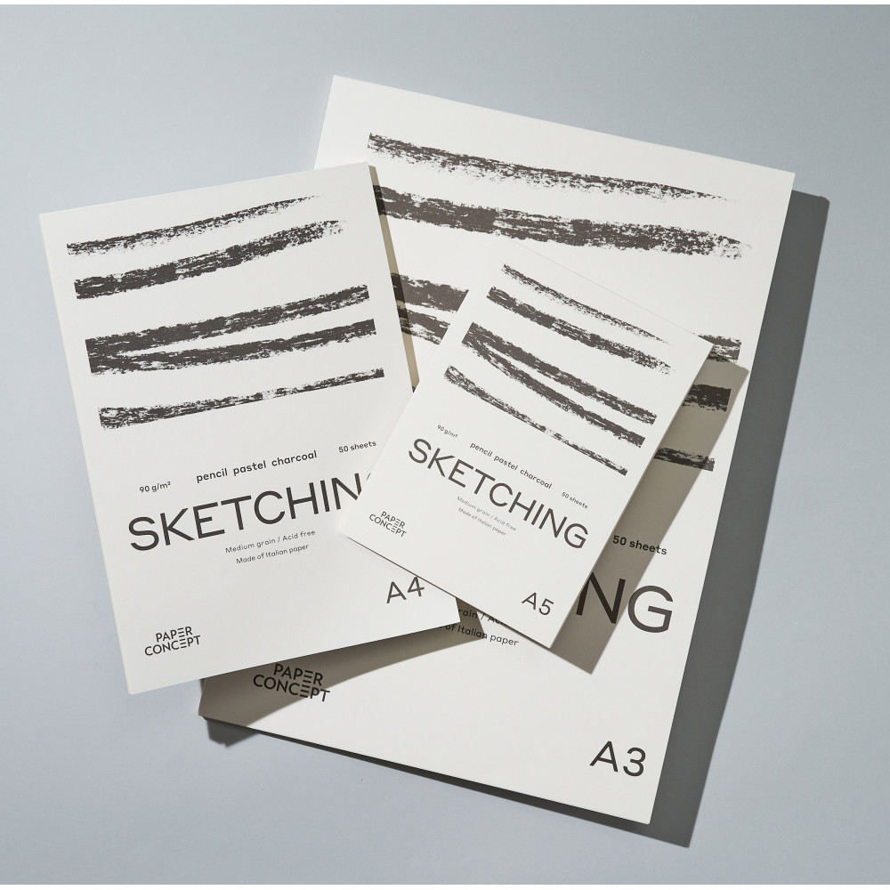 Sketching paper pad - PaperConcept - medium grain, A3, 90 g, 50 sheets