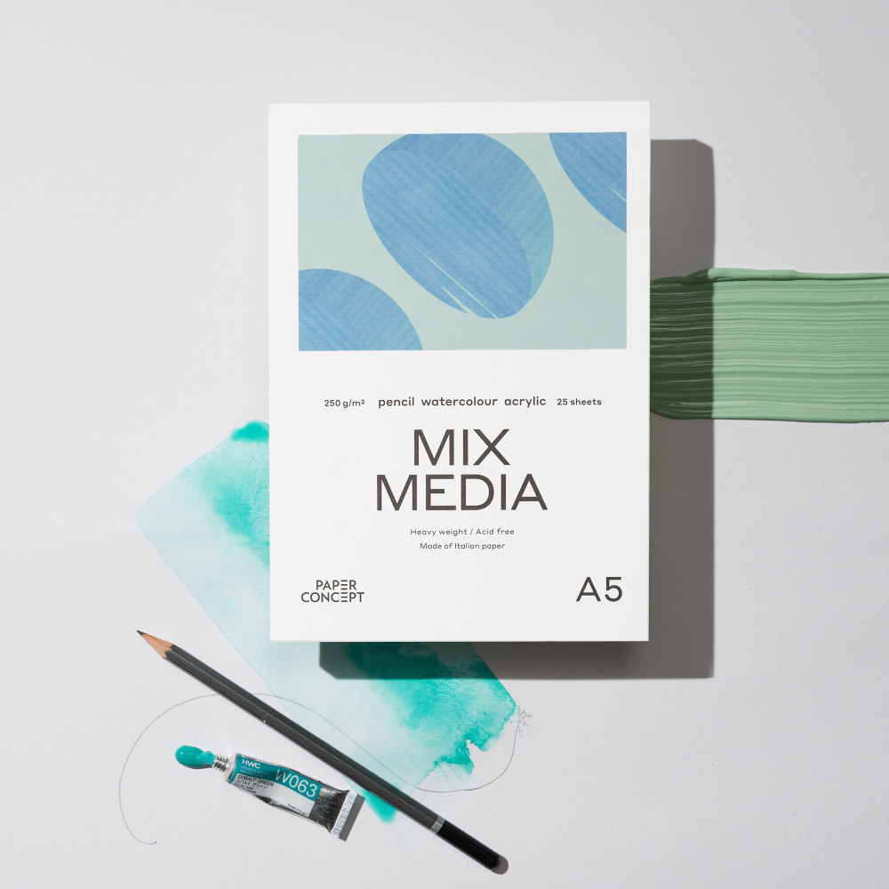 Mix Media paper pad - PaperConcept - medium grain, A5, 250 g, 25 sheets