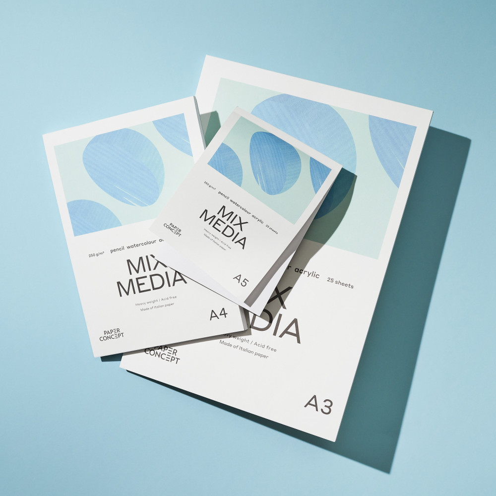 Mix Media paper pad - PaperConcept - medium grain, A4, 250 g, 25 sheets