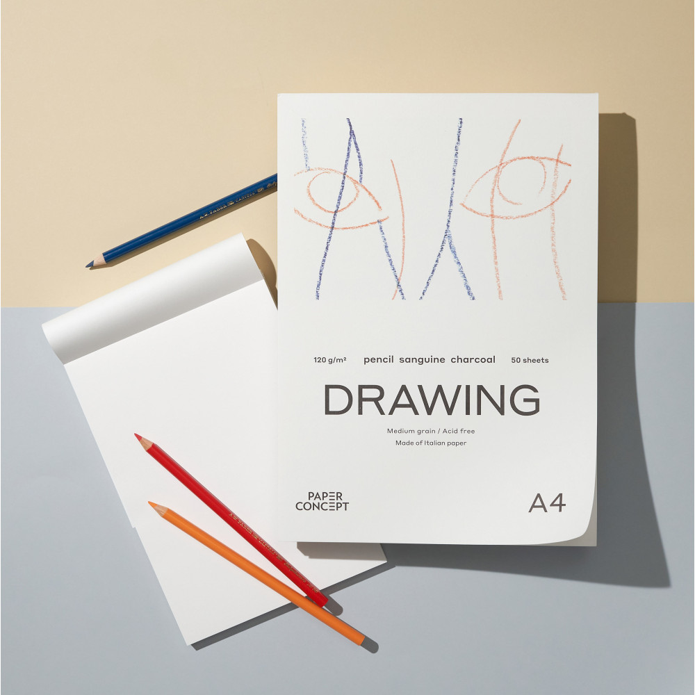 Blok rysunkowy Drawing - PaperConcept - medium grain, A4, 120 g, 50 ark.