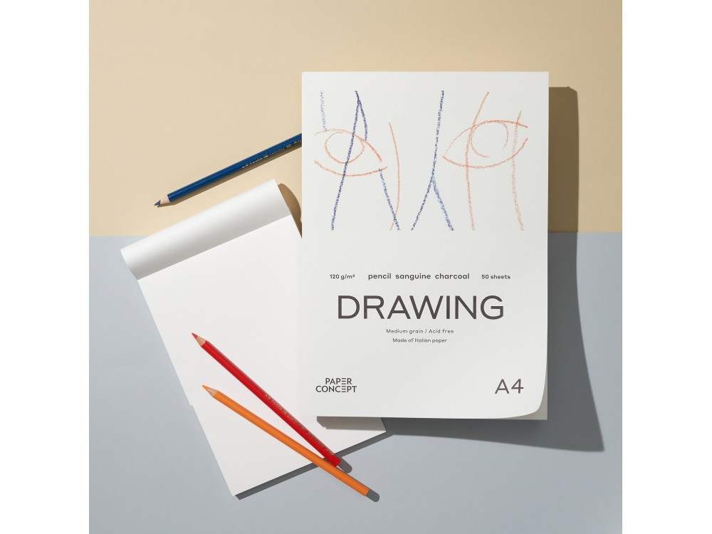 Blok rysunkowy Drawing - PaperConcept - medium grain, A4, 120 g, 50 ark.