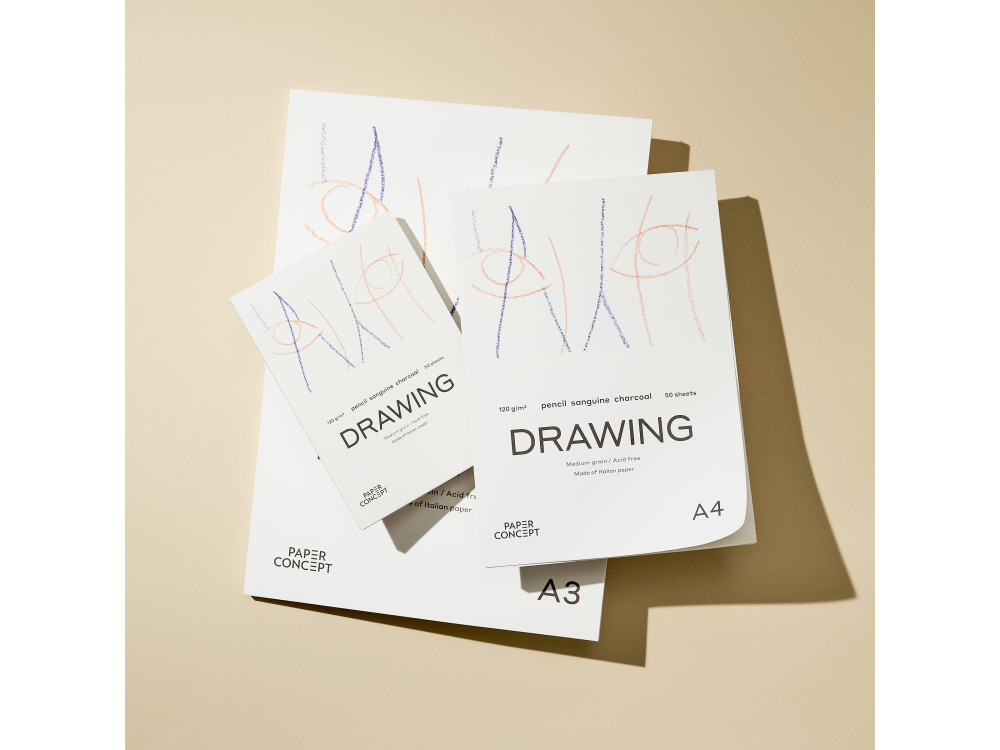 Drawing paper pad - PaperConcept - medium grain, A4, 120 g, 50 sheets