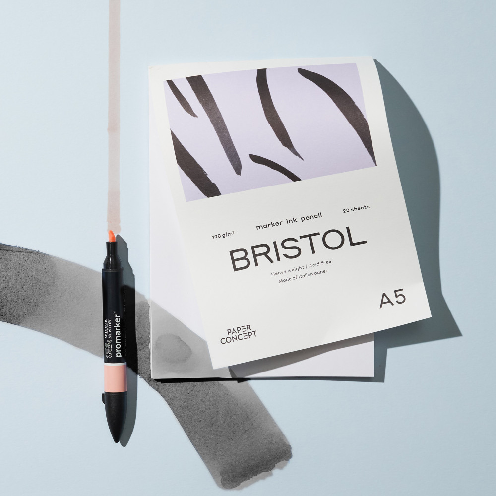 Blok do kredek i tuszu Bristol - PaperConcept - smooth, A5, 190 g, 20 ark.