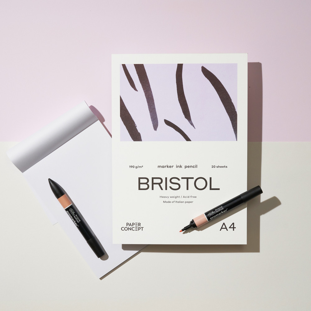 Bristol paper pad - PaperConcept - smooth, A4, 190 g, 20 sheets